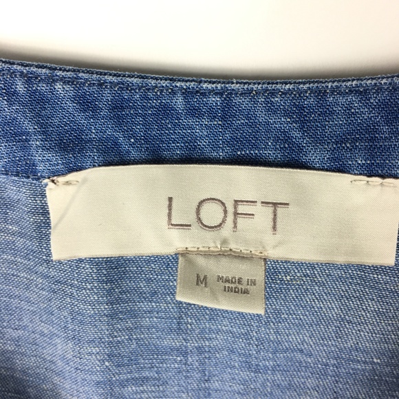 Ann Taylor Loft Women Chambray Denim Henley Blouse - Picture 5 of 8